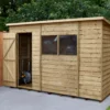Forest Garden 10x6 Ft Pent Overlap Wooden 2 Windows Shed With Floor - Assembly Service Included