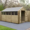 Forest Garden 12x8 Ft Apex Overlap Wooden 2 Door 6 Windows Shed With Floor - Assembly Service Included