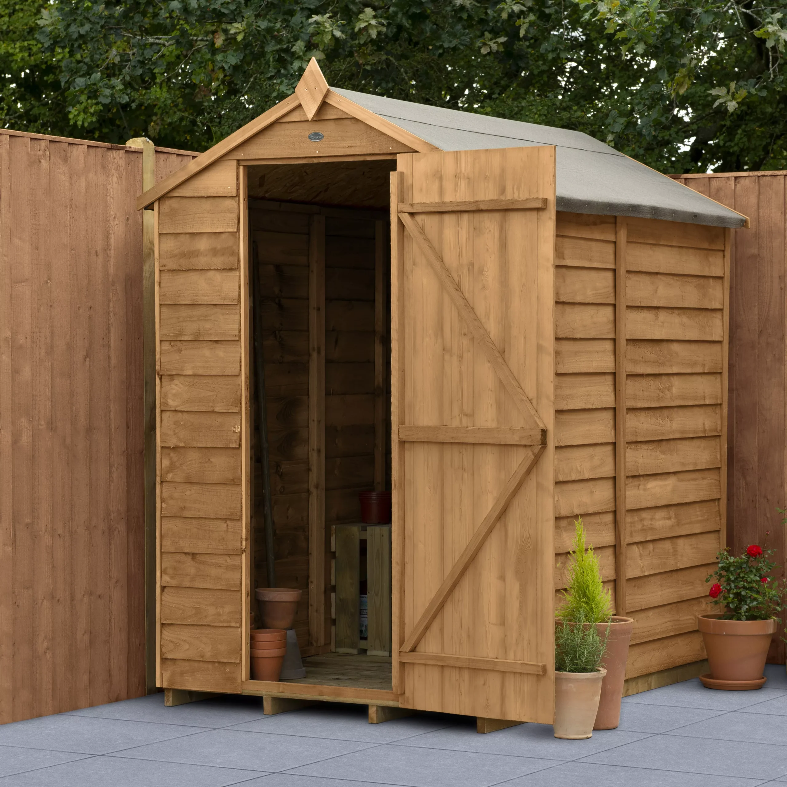 Forest Garden 6x4 Apex Dip Treated Overlap Wooden Shed With Floor - Assembly Service Included 1 Forest Garden 6x4 Apex Dip Treated Overlap Wooden Shed With Floor - Assembly Service Included