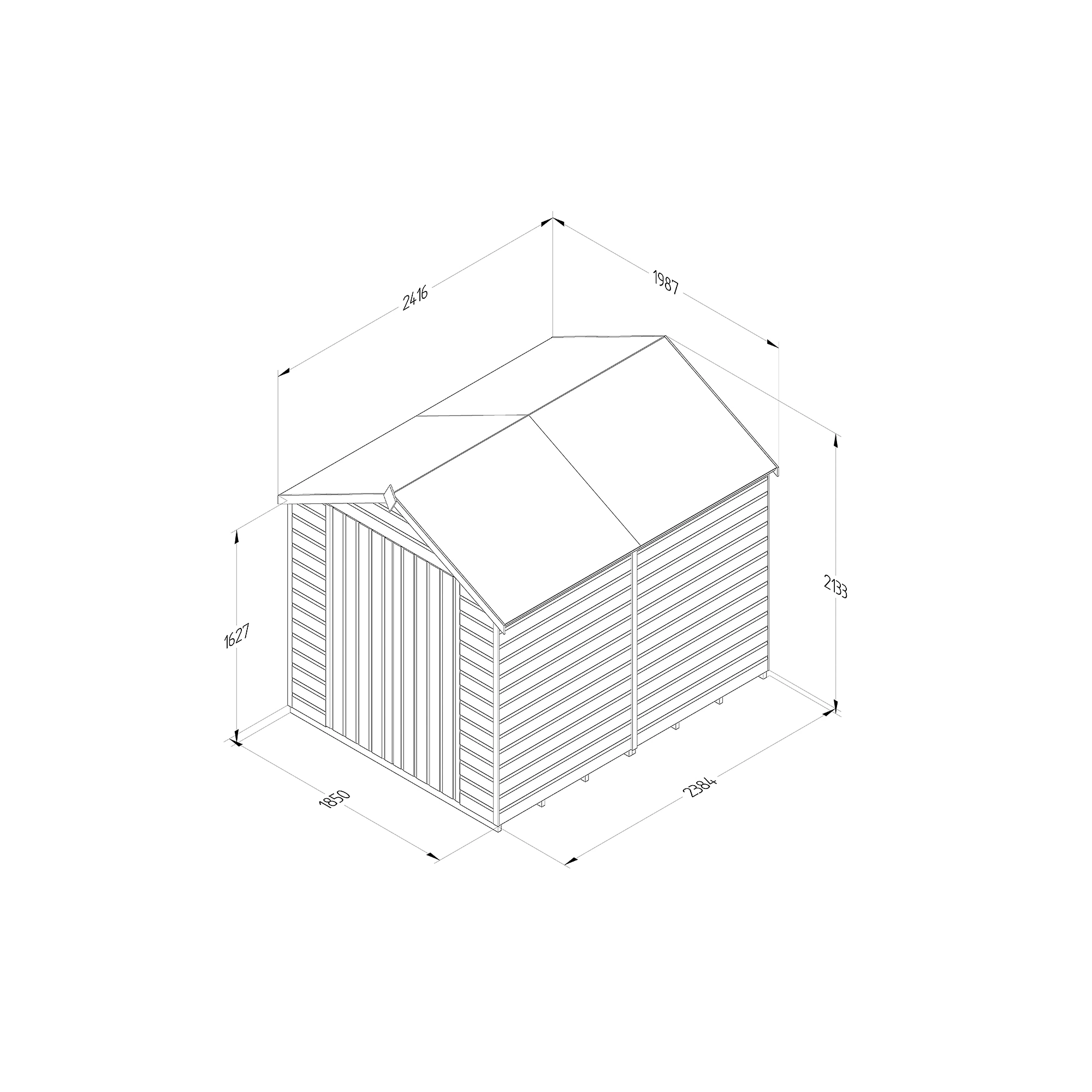 Forest Garden 6x8 Apex Dip Treated Shiplap Wooden Shed With Floor (Base Included) - Assembly Service Included 4 Forest Garden 6x8 Apex Dip Treated Shiplap Wooden Shed With Floor (Base Included) - Assembly Service Included - Image 4