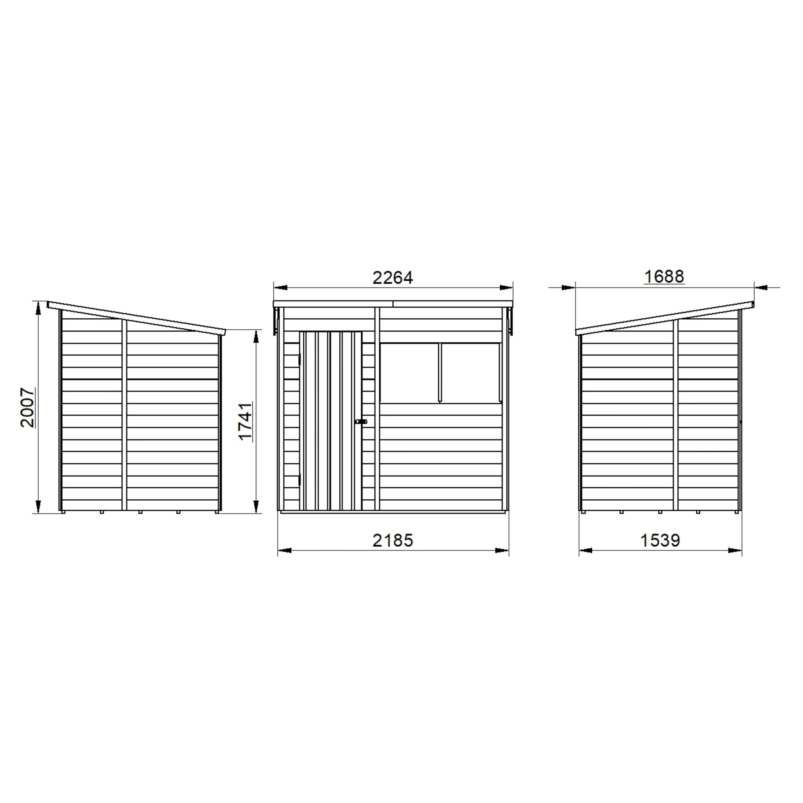 Forest Garden 7x5 Pent Dip Treated Overlap Wooden Shed With Floor (Base Included) 7 Forest Garden 7x5 Pent Dip Treated Overlap Wooden Shed With Floor (Base Included) - Image 7