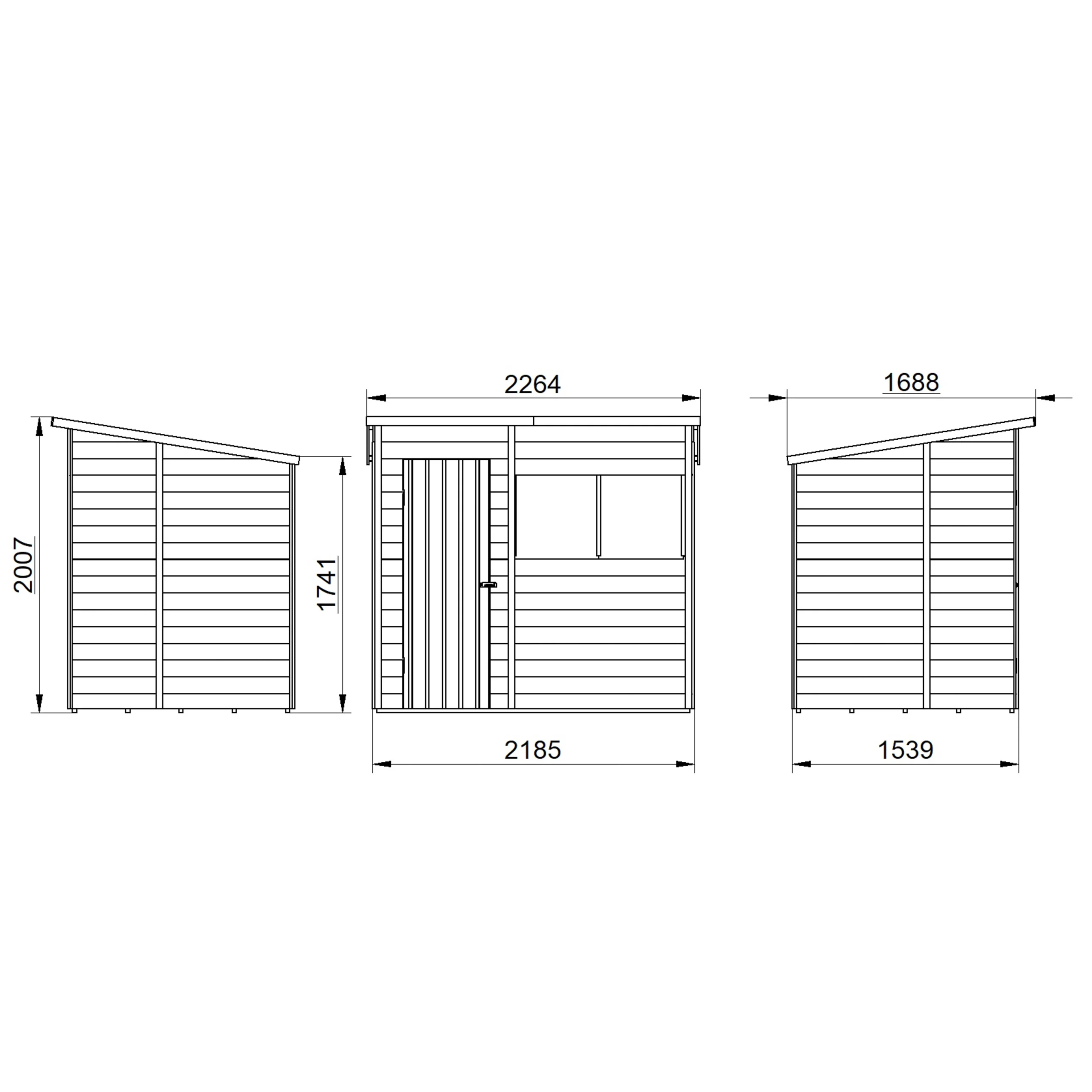 Forest Garden 7x5 Pent Pressure Treated Overlap Wooden Shed With Floor (Base Included) - Assembly Service Included 7 Forest Garden 7x5 Pent Pressure Treated Overlap Wooden Shed With Floor (Base Included) - Assembly Service Included - Image 7