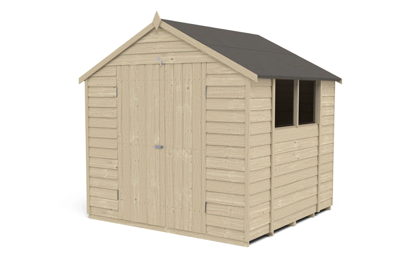 Forest Garden 7x7 Ft Apex Overlap Wooden 2 Door 2 Windows Shed With Floor - Assembly Service Included 2 Forest Garden 7x7 Ft Apex Overlap Wooden 2 Door 2 Windows Shed With Floor - Assembly Service Included - Image 2