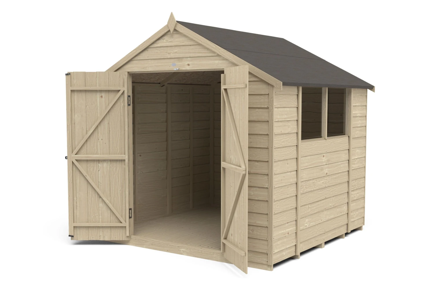 Forest Garden 7x7 Ft Apex Overlap Wooden 2 Door 2 Windows Shed With Floor - Assembly Service Included 4 Forest Garden 7x7 Ft Apex Overlap Wooden 2 Door 2 Windows Shed With Floor - Assembly Service Included - Image 4