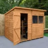 Forest Garden 8x6 Pent Dip Treated Overlap Wooden Shed With Floor (Base Included) - Assembly Service Included