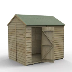 Forest Garden 8x6 Reverse Apex Pressure Treated Overlap Wooden Shed With Floor (Base Included)