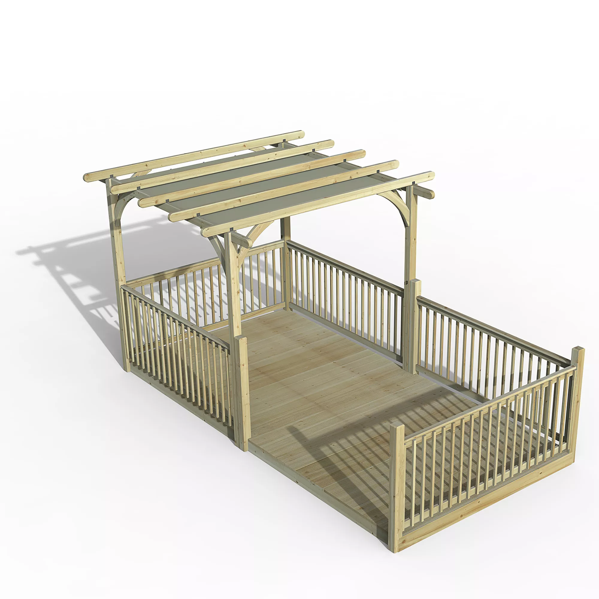 Forest Garden Grey Pergola & Decking Kit, X4 Post X5 Balustrade (H) 2.5m X (W) 5.2m - Canopy Included 1 Forest Garden Grey Pergola & Decking Kit, X4 Post X5 Balustrade (H) 2.5m X (W) 5.2m - Canopy Included
