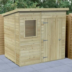 Forest Garden Timberdale 7x5 Ft Pent Tongue & Groove Wooden Shed With Floor (Base Included)
