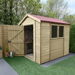 Forest Garden Timberdale 8x6 Ft Apex Tongue & Groove Wooden Shed With Floor (Base Included)