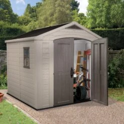 Keter Factor 8x8 Apex Beige Plastic Shed With Floor 18 Keter Factor 8x8 Apex Beige Plastic Shed With Floor -Outlet Power Lawn Mower Store keter factor 8x8 apex beige plastic shed with floor7290103664954 02bq