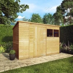 Mercia 10x6 Ft Pent Overlap Wooden 2 Windows Shed With Floor -Outlet Power Lawn Mower Store mercia 10x6 ft pent overlap wooden 2 windows shed with floor5029442075167 01i