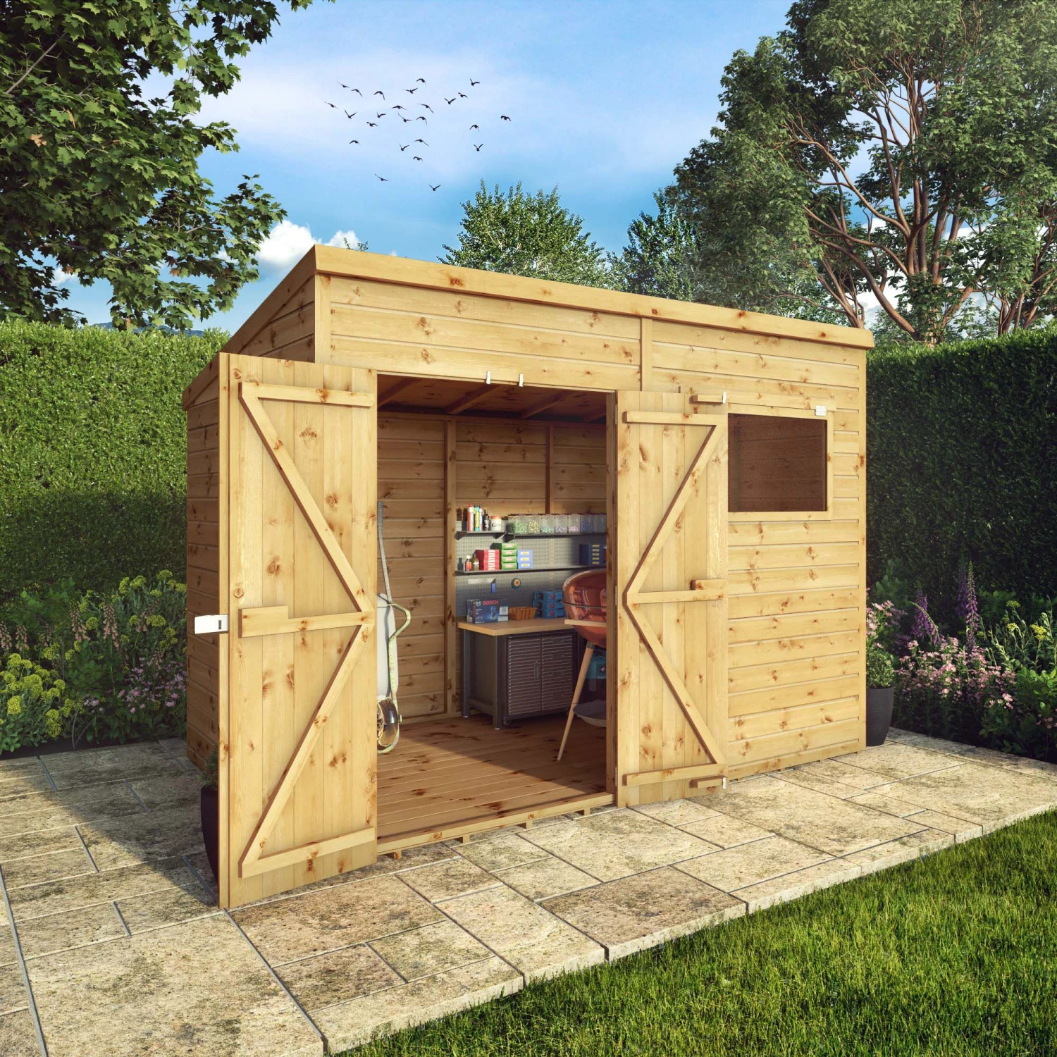 Mercia Premium 10x6 Ft Pent Shiplap Wooden 2 Door Shed With Floor 1 Mercia Premium 10x6 Ft Pent Shiplap Wooden 2 Door Shed With Floor