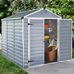 Palram - Canopia Skylight 8x6 Ft Apex Dark Grey 2 Door Shed With Floor -Outlet Power Lawn Mower Store palram canopia skylight 8x6 ft apex dark grey 2 door shed with floor7290103121785 01i BQ