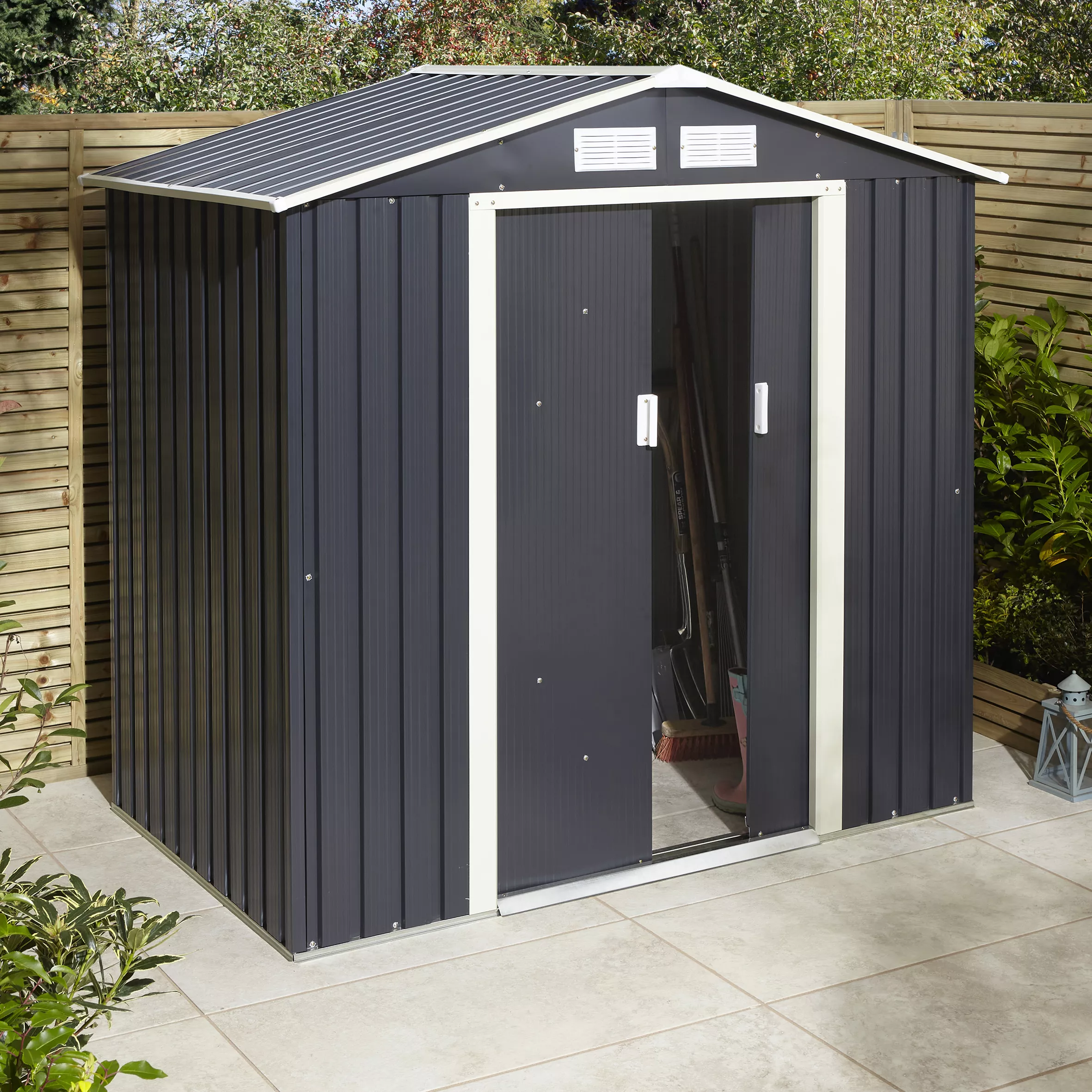 Rowlinson Trentvale 6x4 Apex Dark Grey Metal Shed 10 Rowlinson Trentvale 6x4 Apex Dark Grey Metal Shed - Image 10