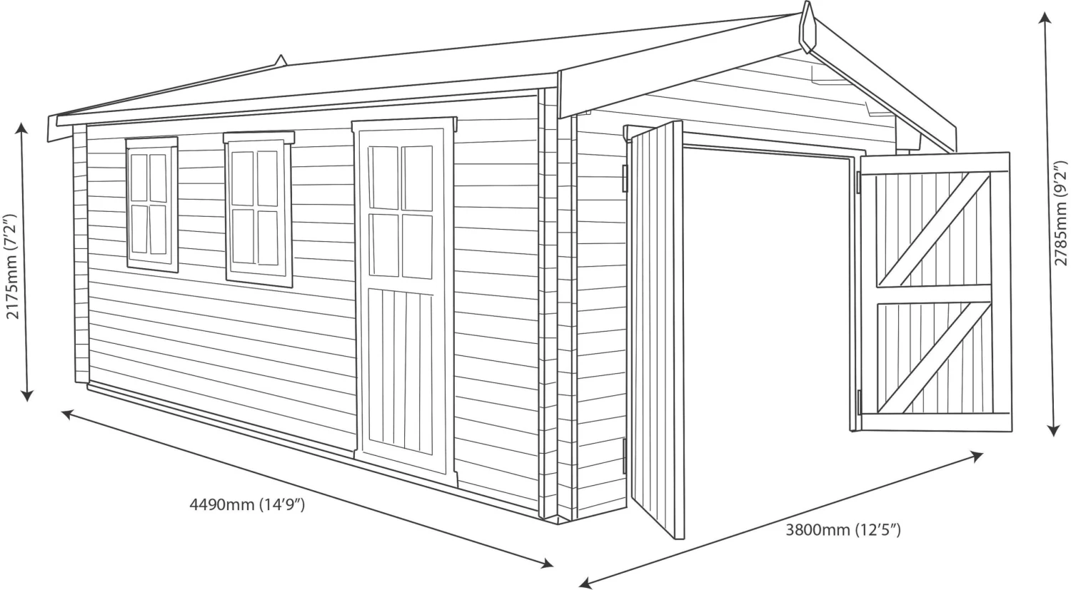 Shire 13x15 Bradenham Wooden Garage (Base Included) - Assembly Service Included 10 Shire 13x15 Bradenham Wooden Garage (Base Included) - Assembly Service Included - Image 10